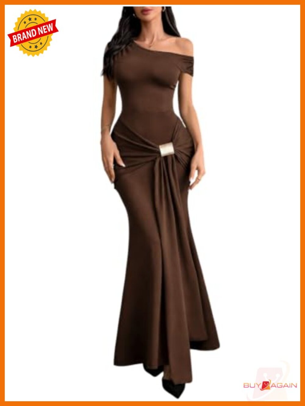 Elegant Ruched One Shoulder Mermaid Bodycon Maxi Dress Formal Evening Party